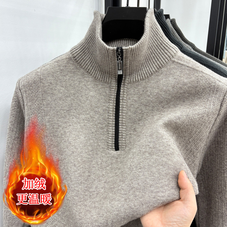 半高拉链宽松型青春活力风冬季套头针织衫/毛衣