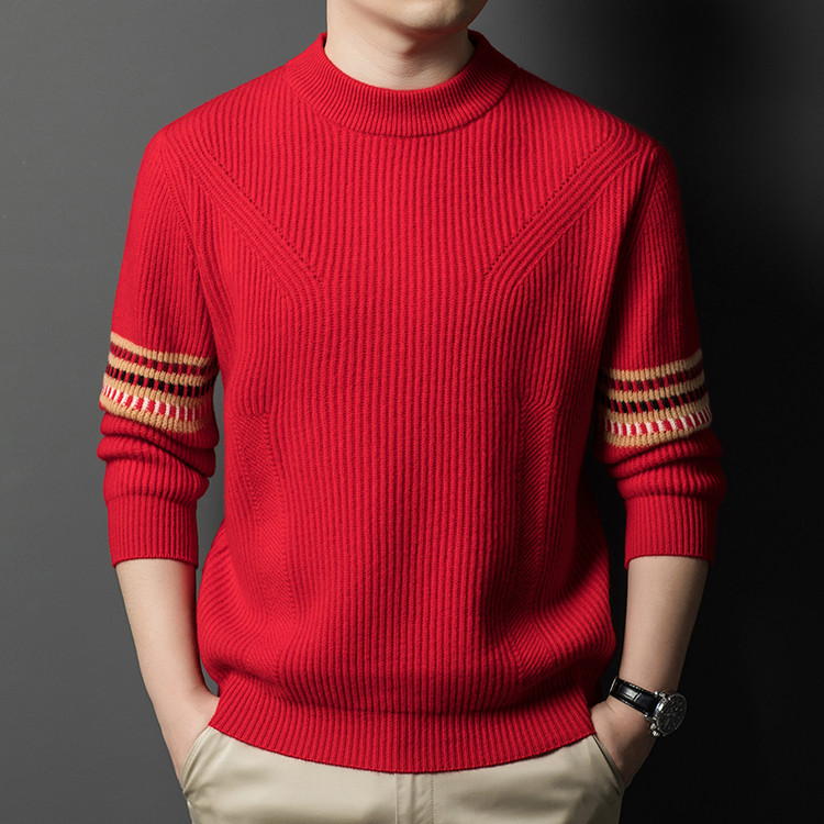 半高领常规款商务风套头青春活力针织衫/毛衣