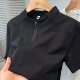 薄款 凉感透气半截袖 半拉链亨利领黑色T恤男休闲运动速干短袖 夏季