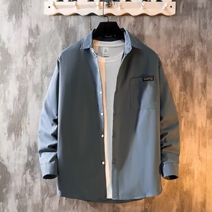 男装 美式 长袖 衬衫 街头潮流旅游外穿冰丝宽松防晒衬衣外套 薄款 夏季