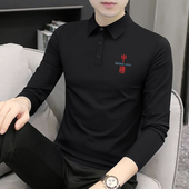 t恤男士 秋季 带领 青年高端翻领polo衫 长袖 修身 莫代尔打底秋衣男装