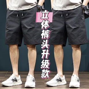户外百搭潮牌运动中裤 夏季 男宽松直筒五分休闲裤 凉感速干冰丝短裤