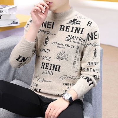 半高领+加绒+绣花+潮流+保暖毛衣