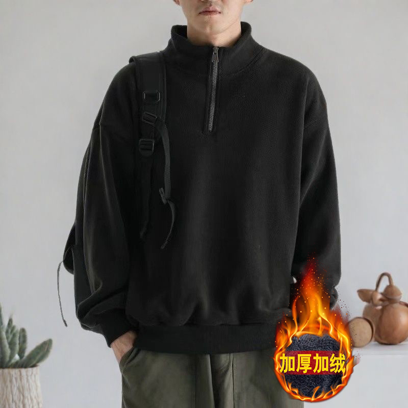 半拉链卫衣日系套头摇粒绒卫衣