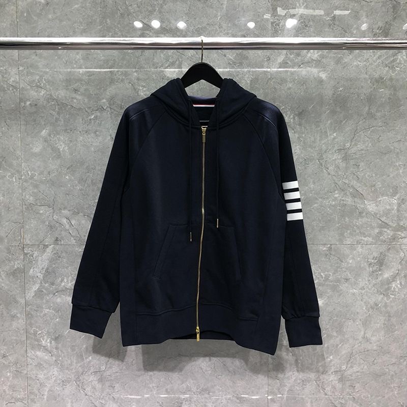潮牌+连帽+修身+四杠+开衫+卫衣