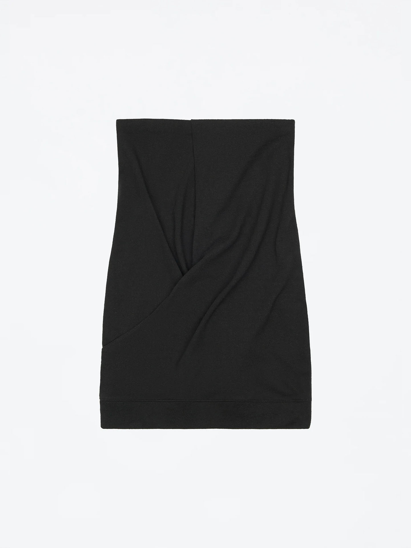 thumbnail for Tank Air light mist blue pleated strapless dress, cotton nep silk knit black cross-draped strapless mini skirt