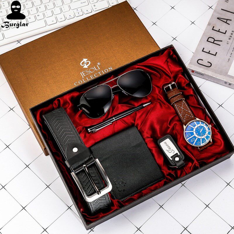 Men Watch Luxury Gift Set Sunglass Belt Wallet送礼男手表钱包