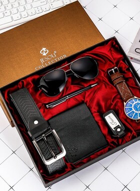 Men Watch Luxury Gift Set Sunglass Belt Wallet送礼男手表钱包