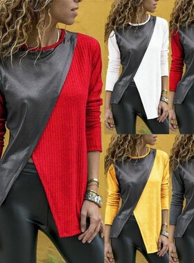 Selling stitching round neck long sleeve frock 9013