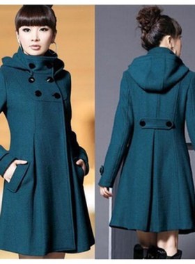 Women Trench Coat Winter Long Woolen Warm Wool Overcoat34XL