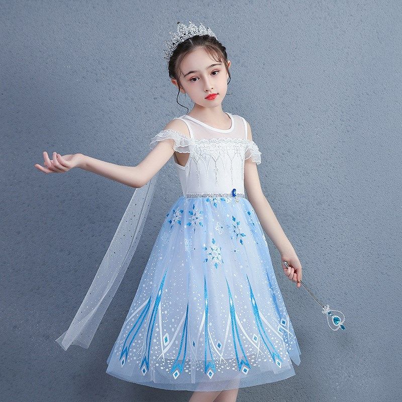 女童连衣裙冰雪2公主裙2020 Summer New Frozen Princess Dress