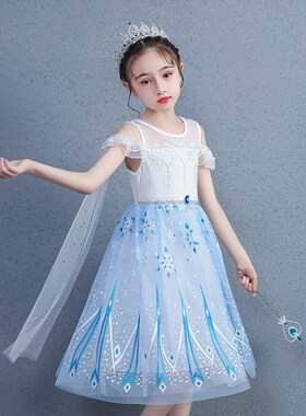 女童连衣裙冰雪2公主裙2020 Summer New Frozen Princess Dress