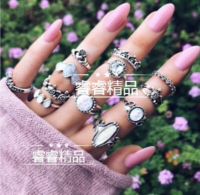 12Pcs Women Vintage Exaggerated Rings fashion Joint Ring set