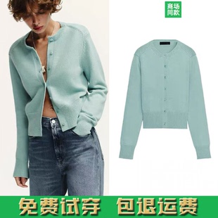 多巴胺色修身 女装 圆领长袖 罗纹边针织外套 402 秋季 5536126 新品