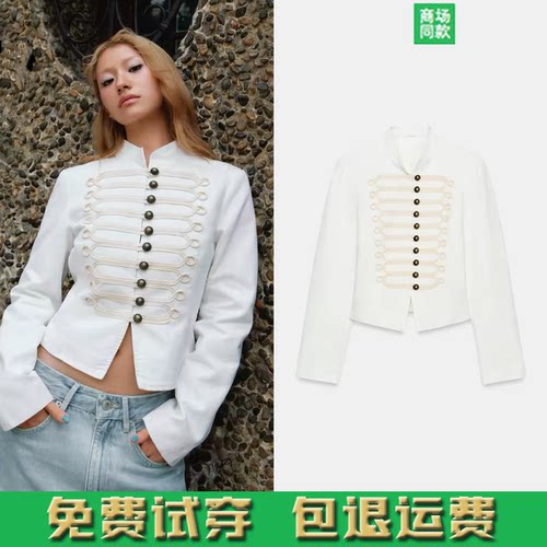 绒面质感效果长袖短款夹克外套