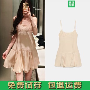 夏季新品女装 时尚甜美垂性圆领刺绣蕾丝拼接吊带连衣裙 5107301
