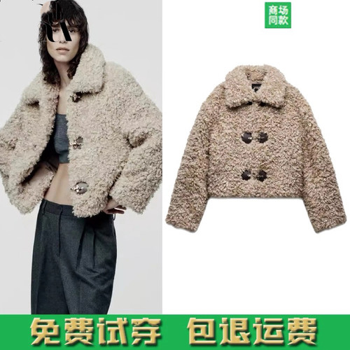 抓绒保暖长袖短款大衣外套