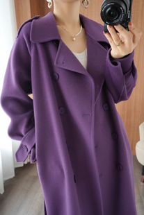 新款高端双面羊绒大衣女中长款2023秋冬宽松加厚100%羊毛外套风衣