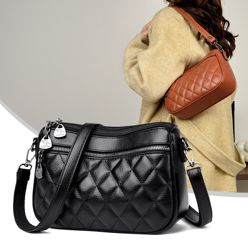 袋鼠正品单肩包女士2026新款真皮时尚妈妈包中年百搭斜挎牛皮小包