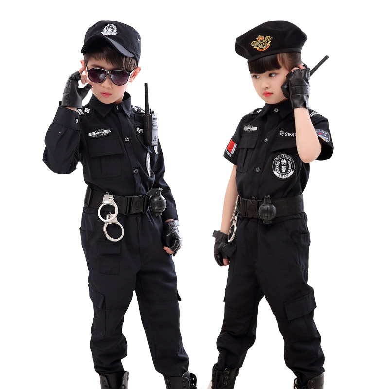 六一儿童警察装备小特警衣服男孩子警服套装警特玩具马甲演出服装