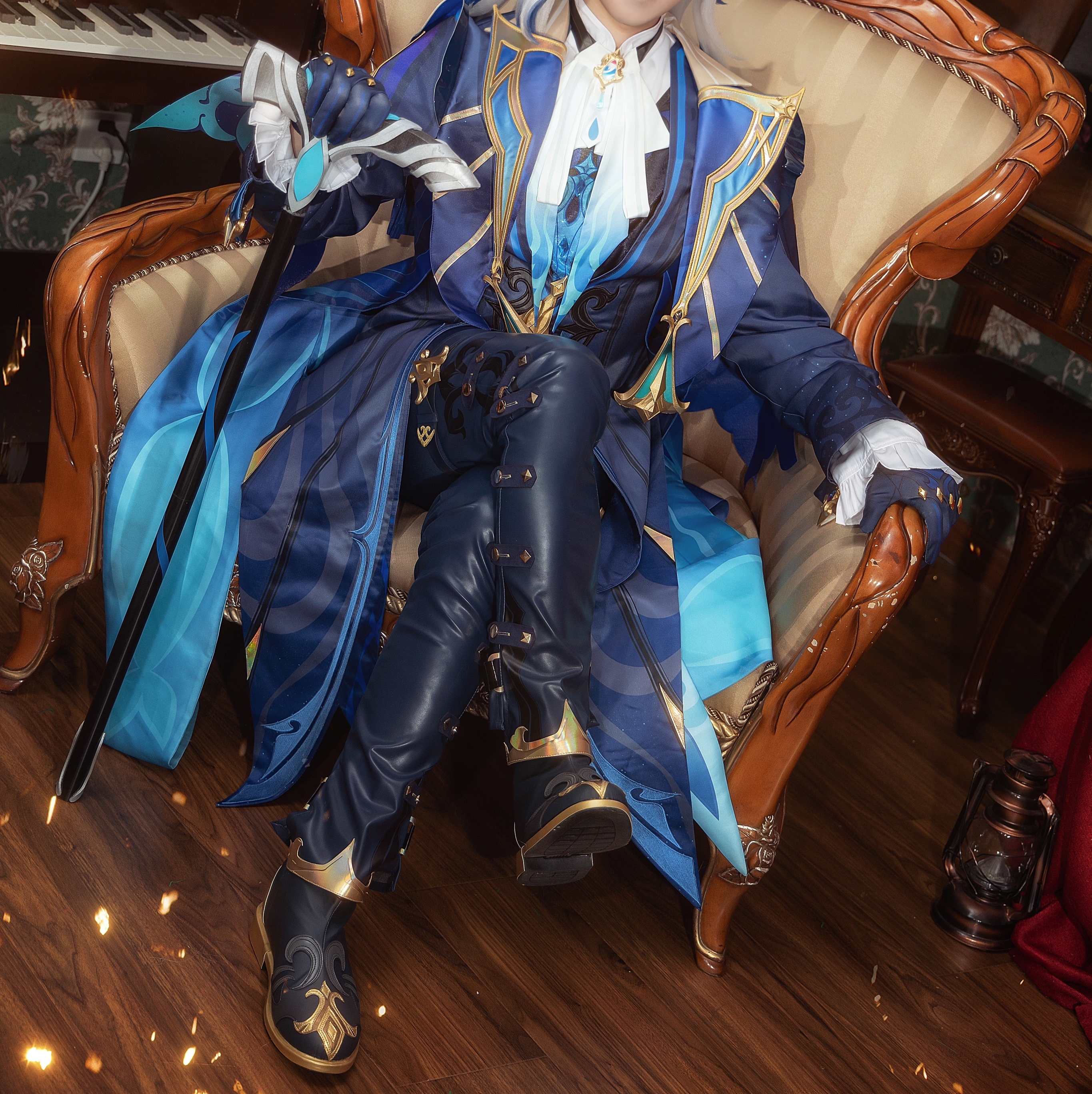 原神cos服那维莱特cosplay套装水龙王假发小学生男角色鞋儿童周边