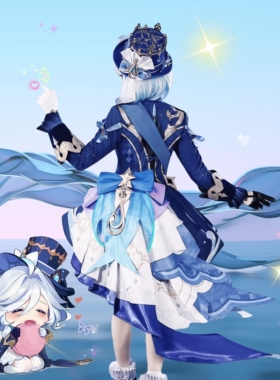 原神cos服芙宁娜儿童cos套装芙卡洛斯cosplay假发周边女角色鞋子