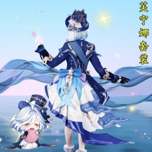 原神cos服芙宁娜儿童cos套装芙卡洛斯cosplay假发周边女角色鞋子