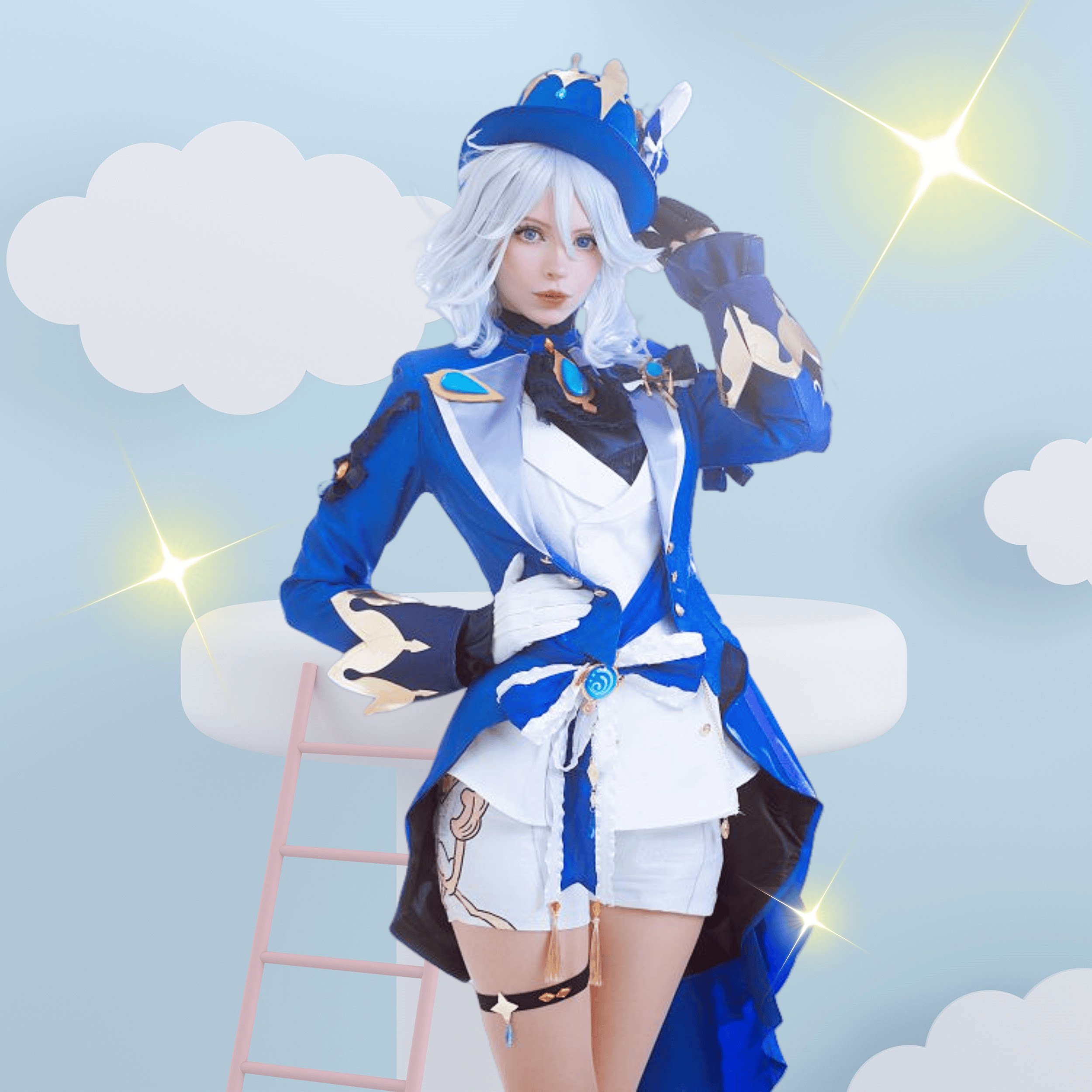 原神cos服芙宁娜儿童cos套装芙卡洛斯cosplay假发周边女角色鞋子