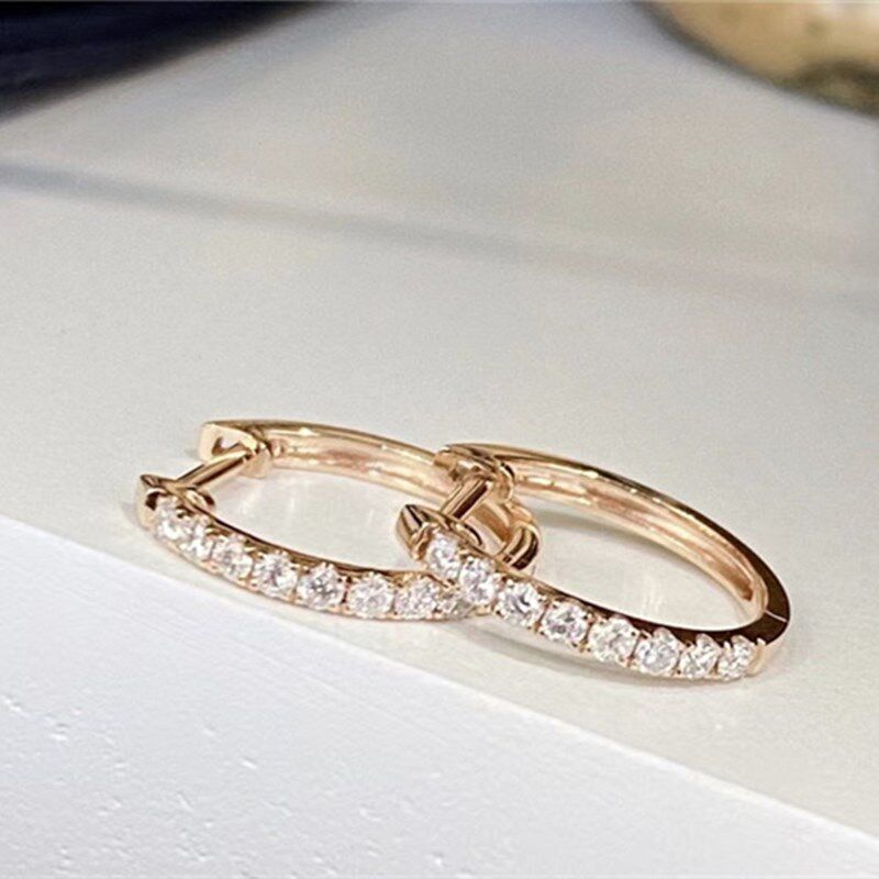 钻石耳环女正品18K白金时尚百搭玫瑰彩金真钻耳针耳钩耳坠定制