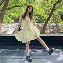 夏日绝美漂亮小裙子套装女2025新款甜妹小清新无袖背心短裙两件套