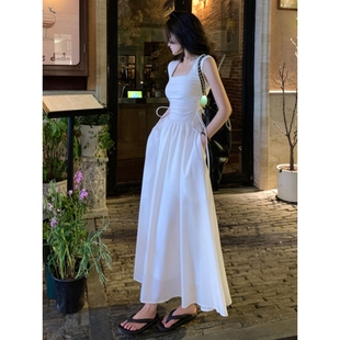 超好看法式 小个子海边度假气质长裙 白色吊带连衣裙女2025夏季 新款