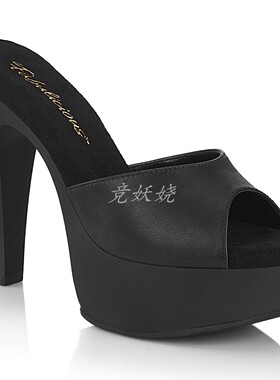 美国代购Pleaser/Fabulicious12.7cm厚底防水台露趾无带鞋凉鞋女