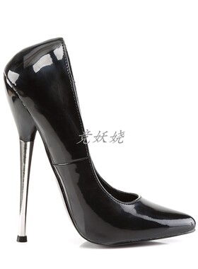 美国Pleaser/Devious16.5cm金属细跟尖头高跟鞋浅口鞋低帮舞蹈鞋
