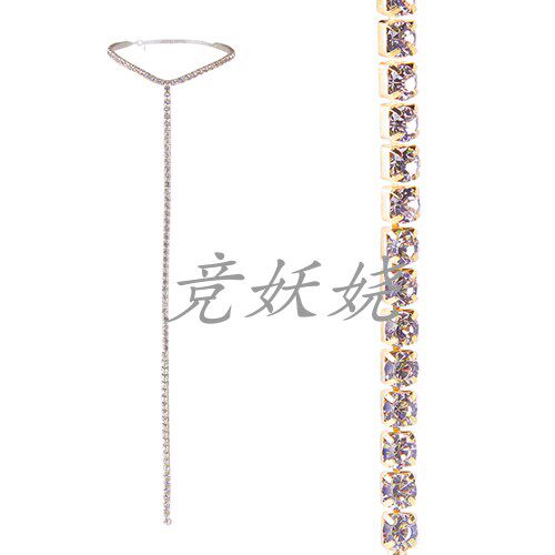 美国代购Western Fashion西方时尚狂欢派对饰品水钻卡脖项链长坠