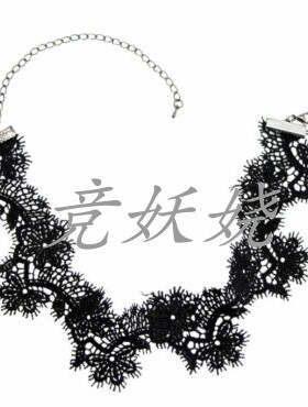 派对饰品黑色睫毛蕾丝项链