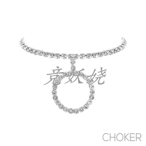 圆形吊坠水钻项链脖链