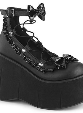 美国代购Pleaser/Demonia11.4cm厚底增高鞋蝴蝶结褶边装饰休闲鞋