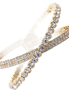 性感仿真水钻镶嵌交叉手链