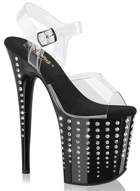 美国代购Pleaser20cm水钻泪珠设计防水台恨天高钢管舞凉鞋女