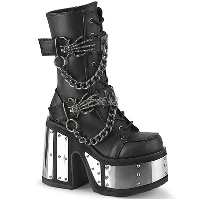 粗跟防水台侧拉链短靴女