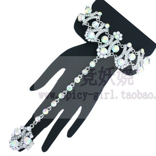 美国代购【Western fashion】钻石手链X型环手镯连接戒指流行首饰