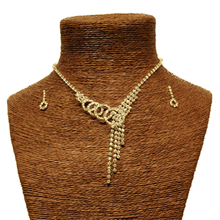 性感不对称设计吊坠项链含耳坠2件套 fashion 美国代购 Western