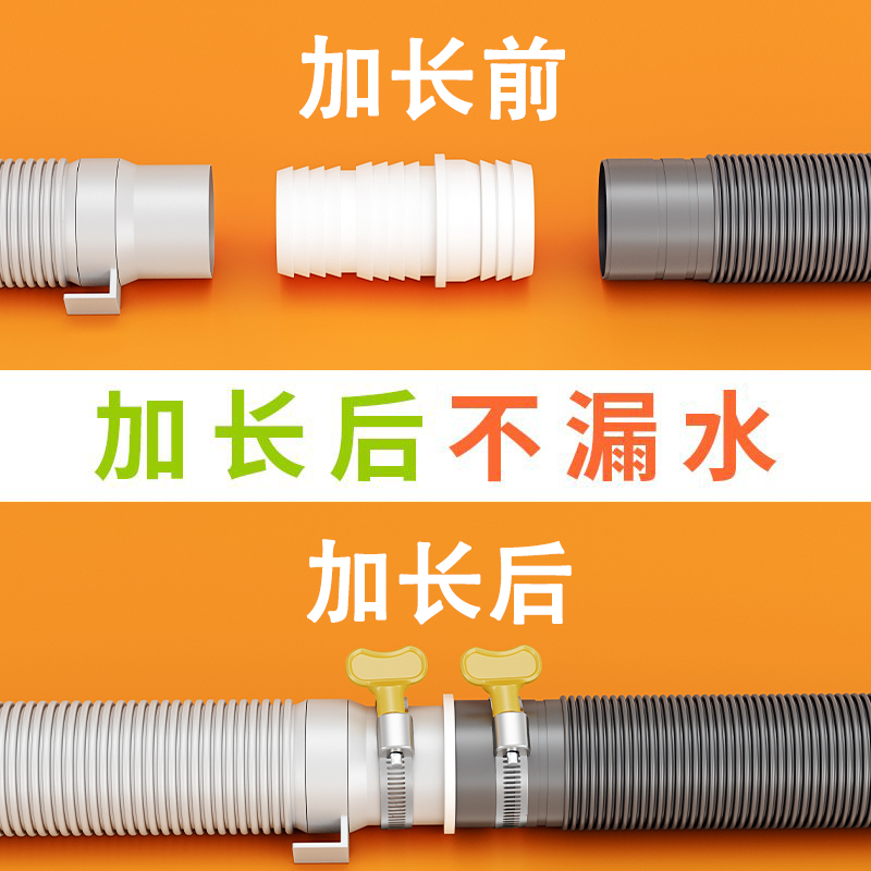 洗衣机管软管排水管通用全自动半自动 水池面盆出水管下水延长管