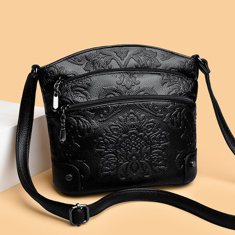 骞诺贝儿女士黑色压花多层斜挎包时尚百搭单肩包,箱包皮具/热销女包/男包,通用款女包,淘宝优惠券,粉丝福利购,淘宝优惠卷