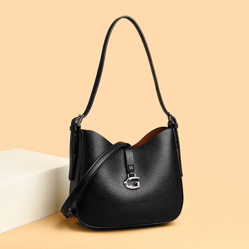 骞诺贝儿女包2026新款简约黑色水桶包高级感单肩斜挎手提包