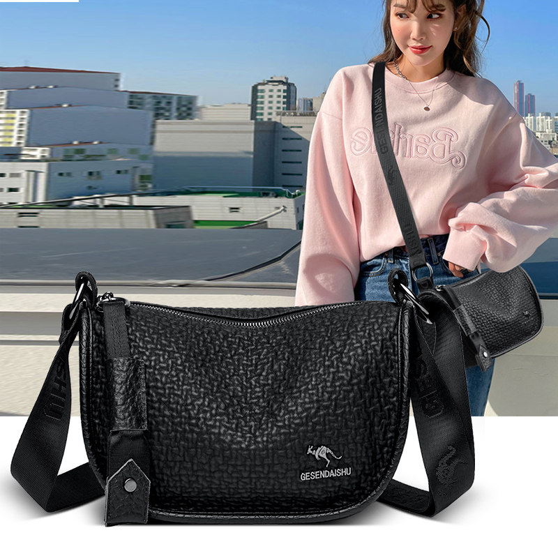 骞诺贝儿真皮质感饺子包女2025新款单肩斜挎包软牛皮大容量