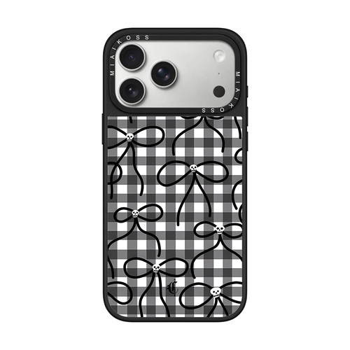 MIAIKOSS/妙吻联名黑白格纹骷髅头丝带适用iPhone17Promax苹果16手机壳15潮牌14防摔套13个性12女11艺术磁吸