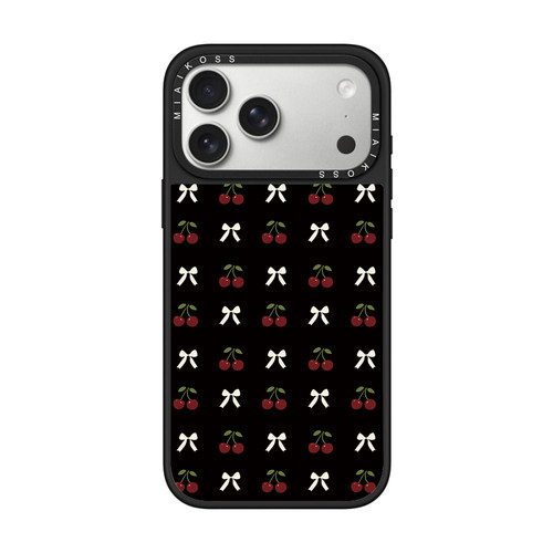 黑底樱桃蝴蝶结满印适用iPhone17Promax苹果16手机壳15潮牌14防摔套13个性12女11艺术家18磁吸版精致少女可爱