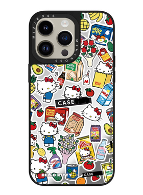镜面联名Hello Kitty猫贴纸16Pro适用于iPhone14ProMax苹果网红卡通手机壳13ProMax防摔保护12Pro磁吸版精致