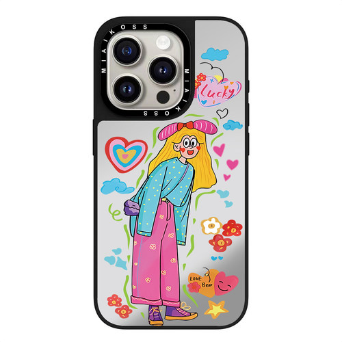 MIAIKOSS/妙吻插画师花朵幸运女孩花花适用iPhone18Promax苹果手机壳15潮牌14防摔套13个性12女16/17创意磁吸